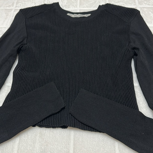 Zara‎ Knit Black Ribbed Long Sleeve Stretch Crop Top Sweater, Women’s Medium - Picture 7 of 11